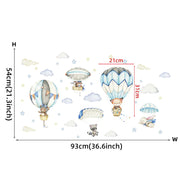 Cartoon Animal Hot Air Balloon Wall Stickers for Kids