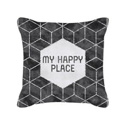 Silver Grey Geometric Print Peach Skin Throw Pillow