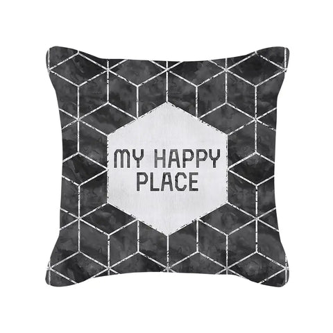 Silver Grey Geometric Print Peach Skin Throw Pillow