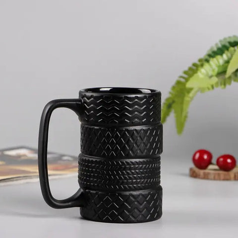 Large Capacity Tire-Shaped Ceramic Novelty Mug