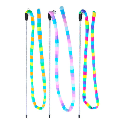 Interactive Cat Toy with Rainbow Stripes and Bell