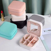 Portable Jewelry Box with Mirror and PU Leather Organizer